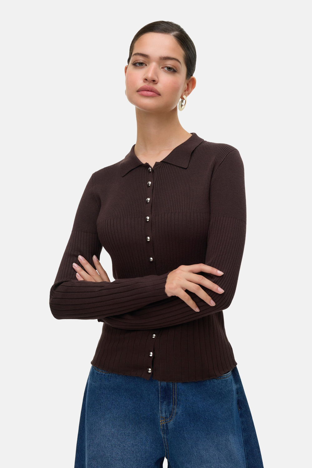 Pull met ronde hals - bruin