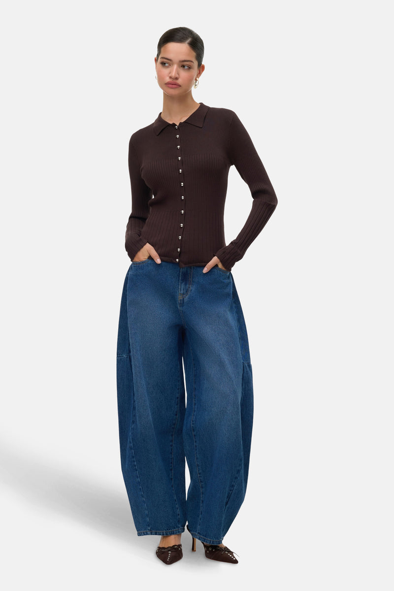 Pull met ronde hals - bruin