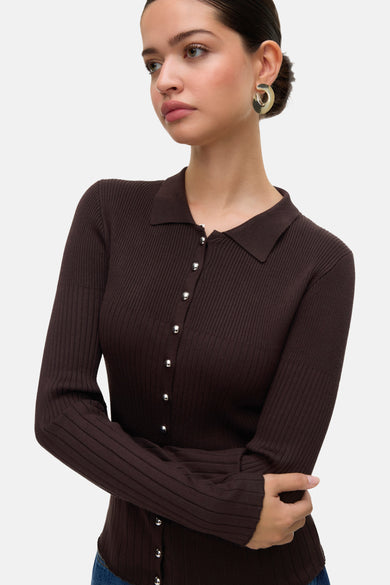 Pull met ronde hals - bruin