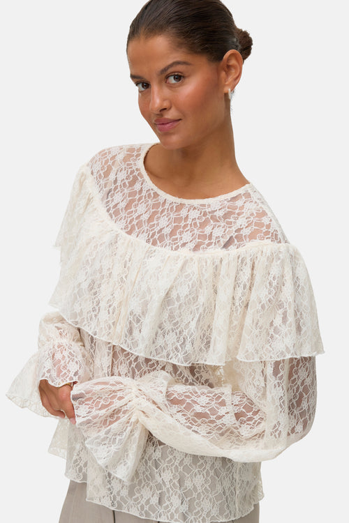 Blouse à manches longues - blanc