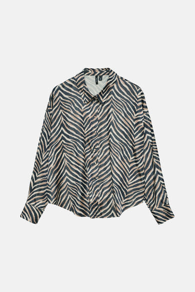 Chemisier à manches longues multicolore de Vero Moda, avec motif zébré sur toute la surface.