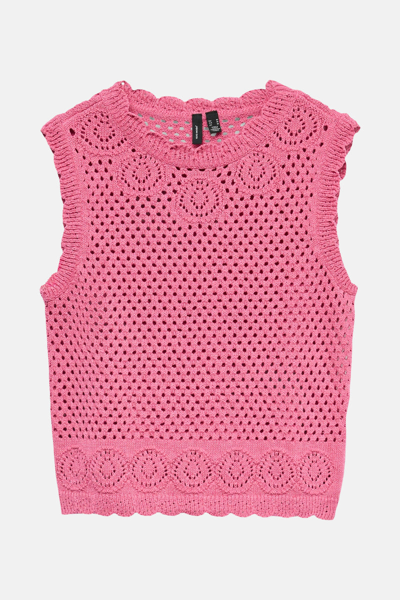 VMTRUE S/L O-NECK CROCHET TOP EXP