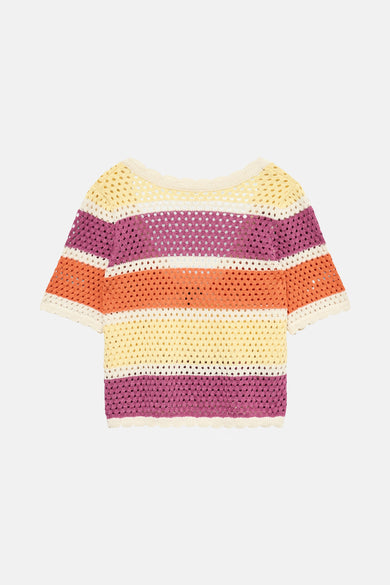 VMTRUE S/S DEEP BACK CROCHET TOP EXP
