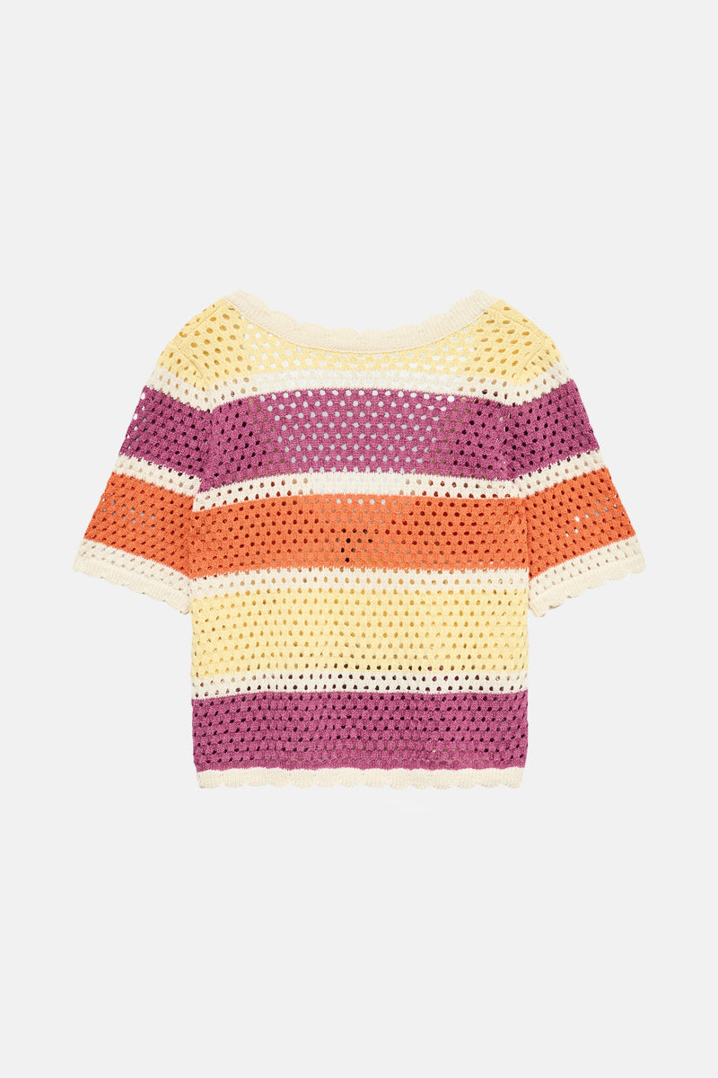 VMTRUE S/S DEEP BACK CROCHET TOP EXP