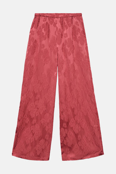 Pantalon rose VERO MODA®, avec motif floral en relief sur toute la surface.