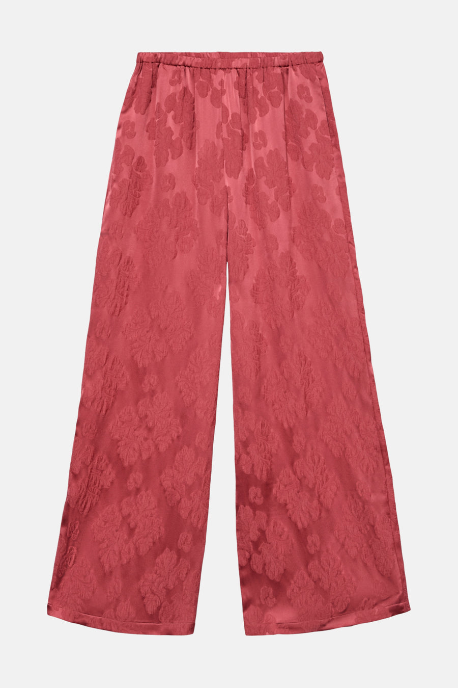 Pantalon rose VERO MODA®, avec motif floral en relief sur toute la surface.