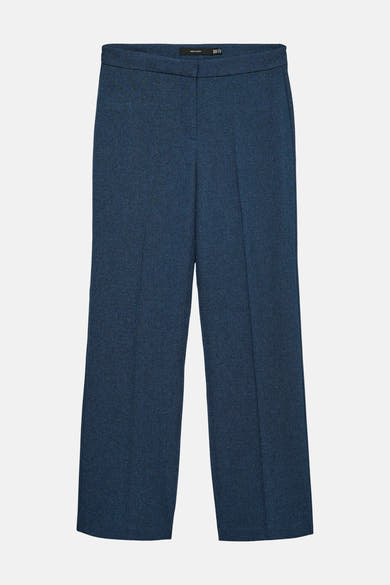 Blauwe pantalon van VERO MODA® met een discrete paspelzak en een fijne textuur.