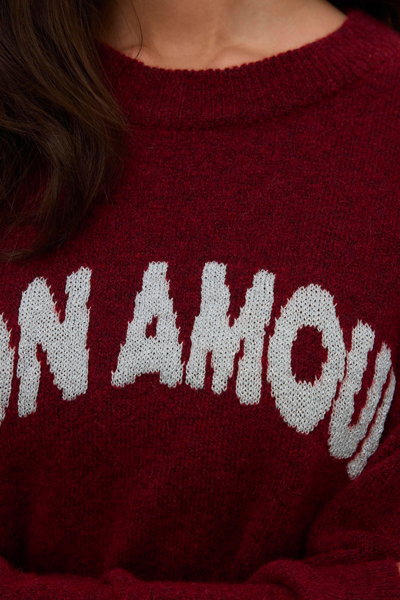 Pull met ronde hals - rood