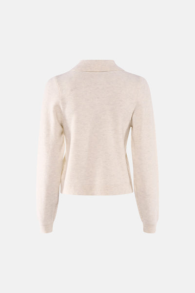 Cardigan beige de VERO MODA, en tricot côtelé avec col et manches longues, vue arrière.
