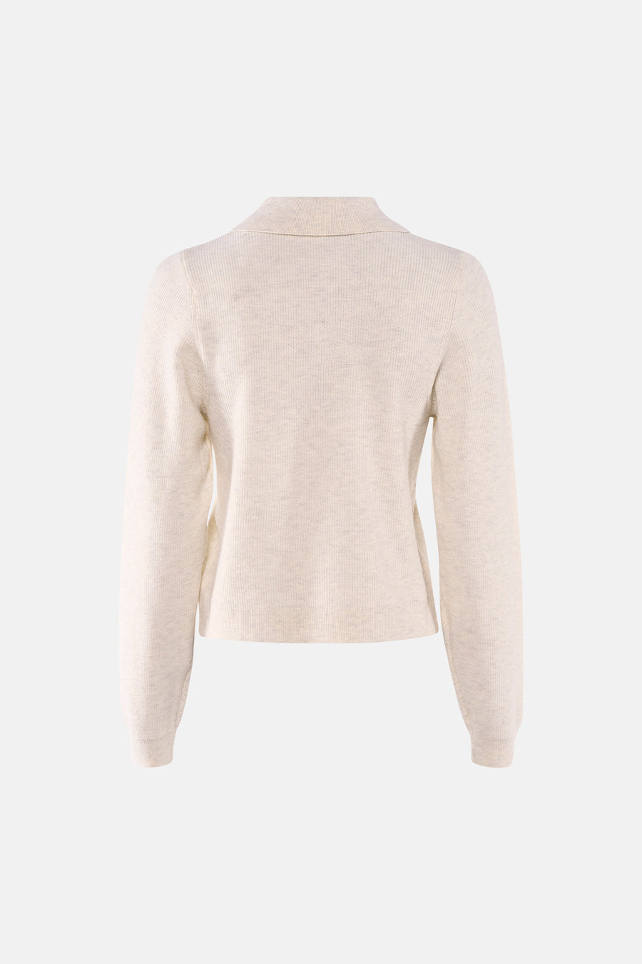 Cardigan beige de VERO MODA, en tricot côtelé avec col et manches longues, vue arrière.
