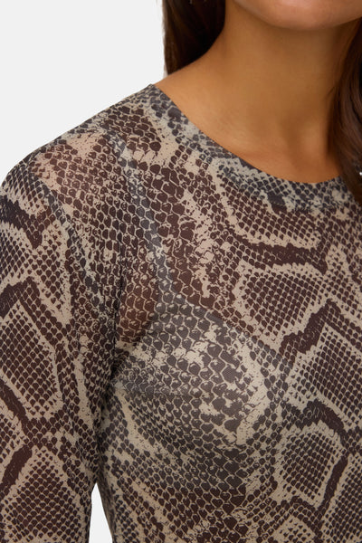 T-shirt à manches longues multicolore de Vero Moda, à imprimé peau de serpent.