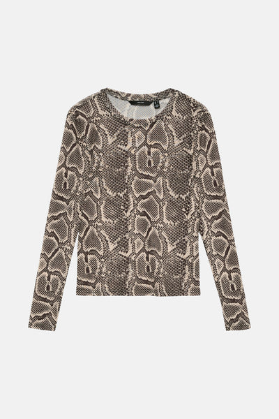 T-shirt à manches longues multicolore de VERO MODA, avec un motif peau de serpent.
