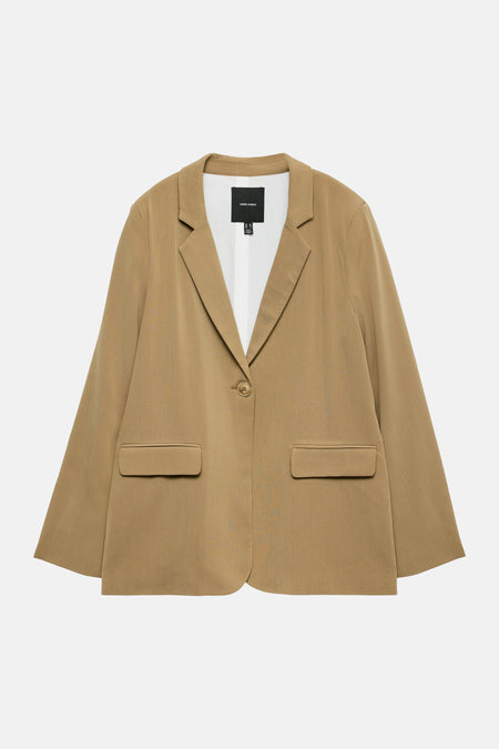 Bruine blazer van VERO MODA, met rechte pasvorm en opgestikte zakken.