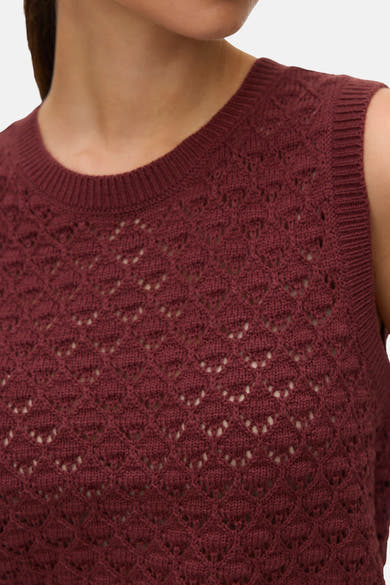 Débardeur brique de VERO MODA®, en tricot ajouré avec motif losange.