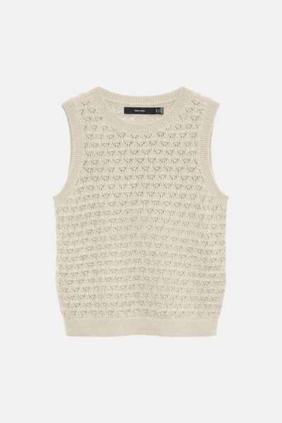 Ecru hemdje van VERO MODA, met een opengebreid patroon en een gebreide textuur.