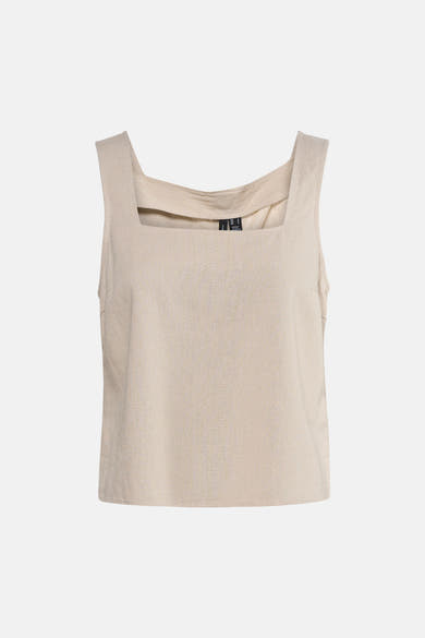 Beige mouwloos topje van VERO MODA, met knoopsluiting aan de achterkant.