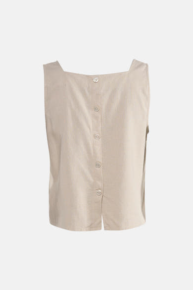 Beige mouwloos topje van VERO MODA, met een knoopsluiting en een vierkante pasvorm.