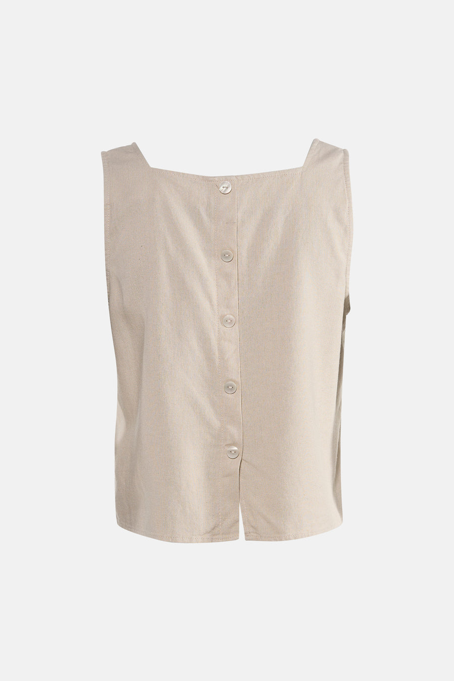Beige mouwloos topje van VERO MODA, met een knoopsluiting en een vierkante pasvorm.