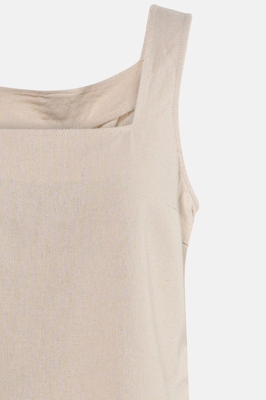 Beige mouwloze top van VERO MODA, vierkante pasvorm en linnen textuur.