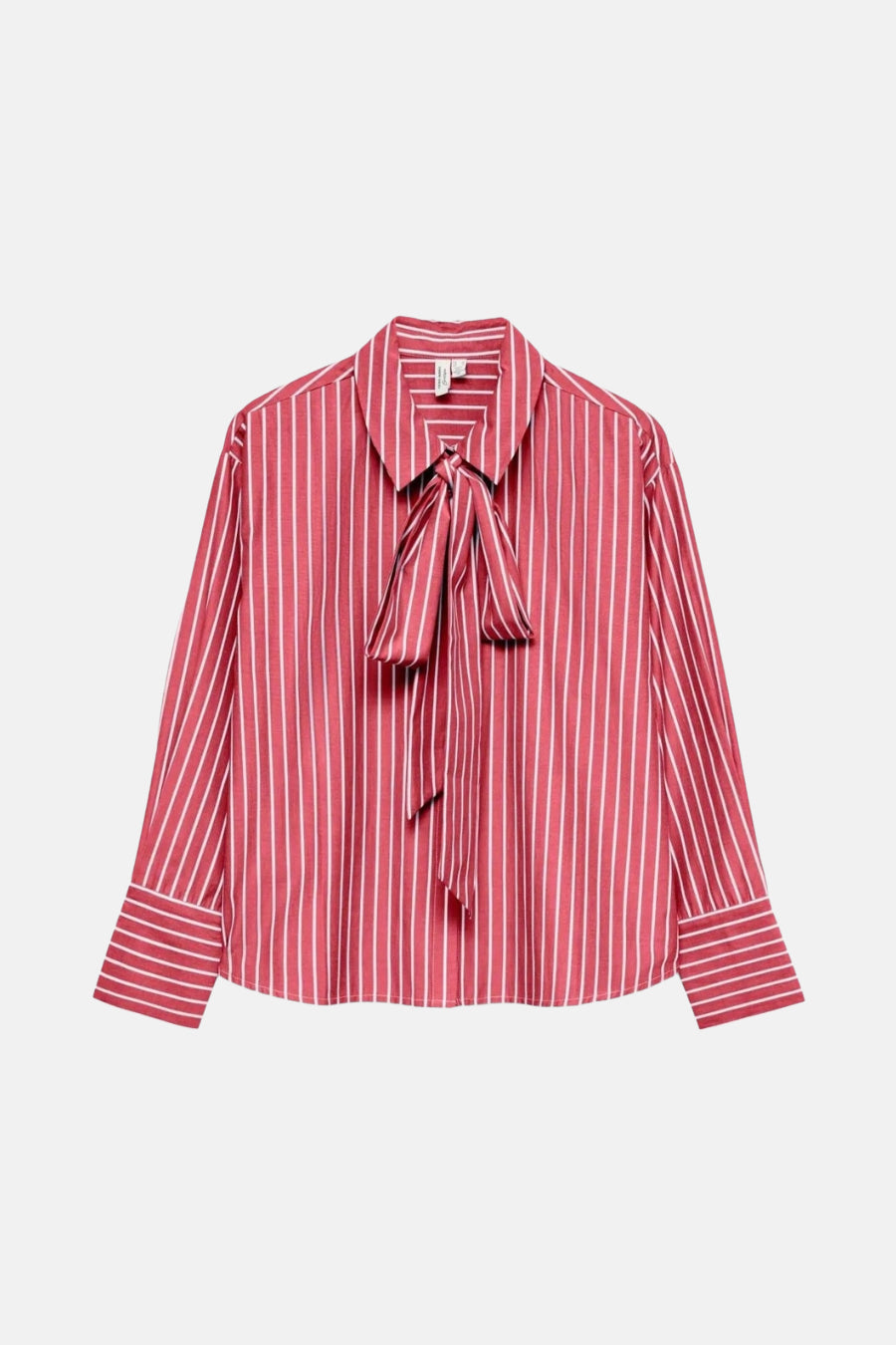 Rozijde chemisier met lange mouwen van Vero Moda, met een decoratieve knoop aan de hals.