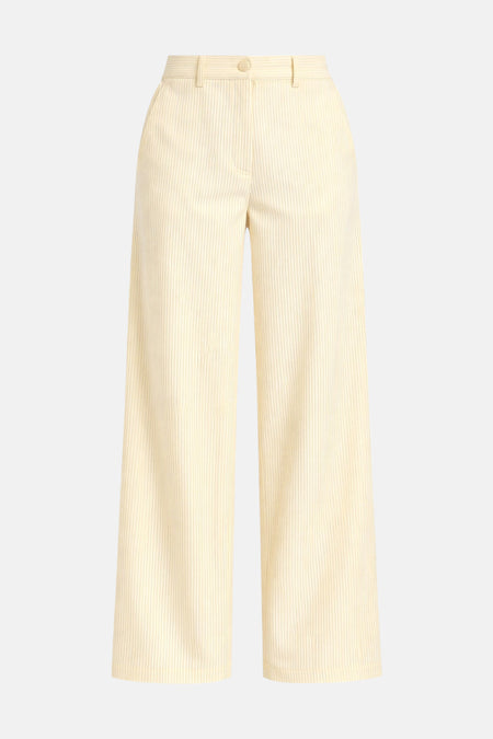 Pantalon large jaune clair à rayures fines de VERO MODA® en velours côtelé taille haute.