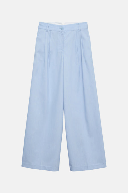 Pantalon de costume bleu ciel de VERO MODA avec plis, coupe large et fermeture boutonnée.