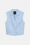 Blazer sans manches bleu clair de VERO MODA® avec revers crantés et poche plaquée.