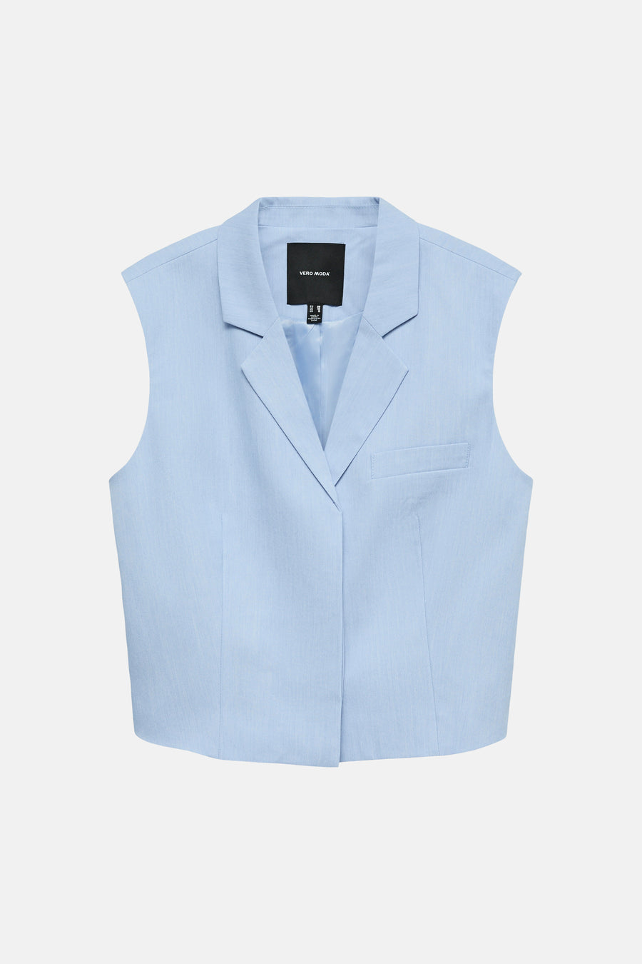 Blazer sans manches bleu clair de VERO MODA® avec revers crantés et poche plaquée.