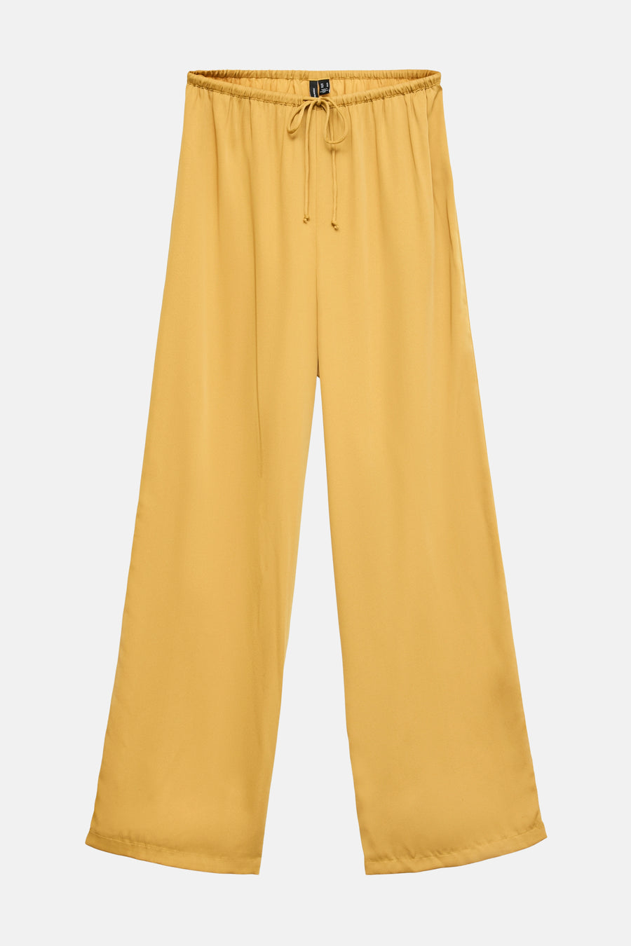Gouden broek van VERO MODA, met elastische tailleband en gladde textuur.