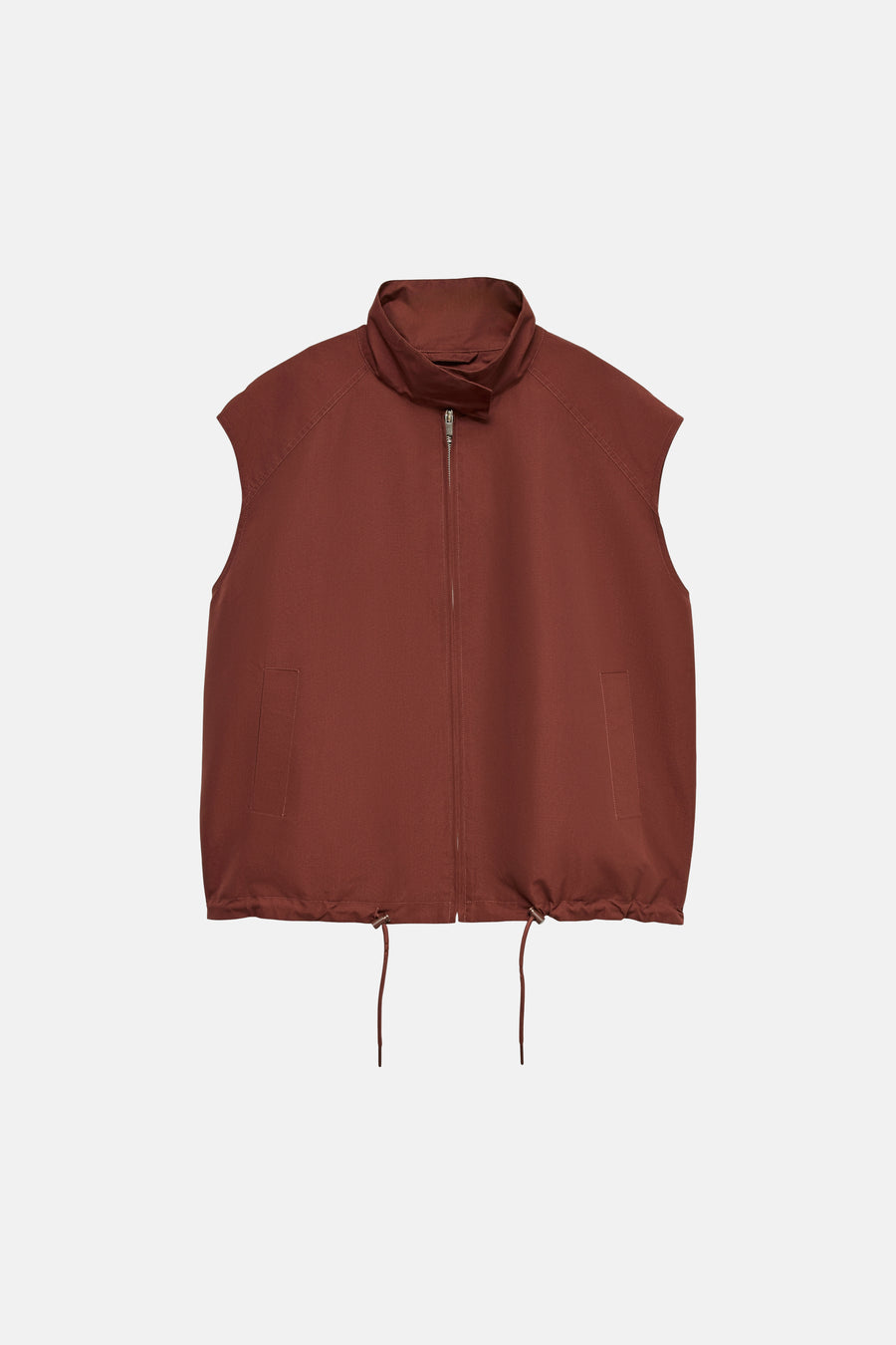 Rood mouwloos vest van VERO MODA®, met ritssluiting en trekkoord.