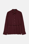 Paarse blouse met lange mouwen van VERO MODA, met een geribbelde textuur en een ingebouwde riem.