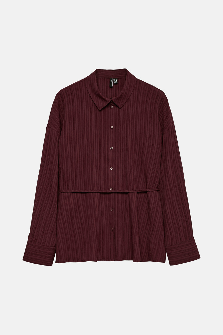 Paarse blouse met lange mouwen van VERO MODA, met een geribbelde textuur en een ingebouwde riem.