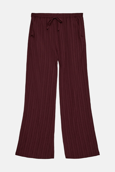Paarse geplooide broek van VERO MODA, met trekkoord en zijzakken.