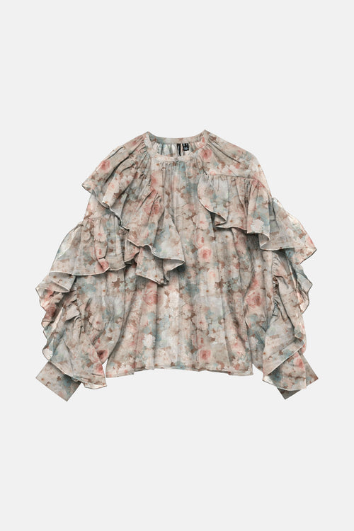 VMSABRINA LS O-NECK FLOUNCE TOP WVN EXP
