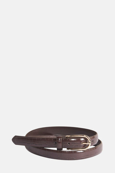 Bruine riem van imitatieleer van VERO MODA® met krokodillenprint en gouden gesp.
