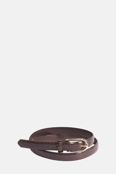 Bruine riem van imitatieleer van VERO MODA®, met krokodillenstructuur en een gouden gesp.
