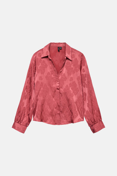 Chemisier rose à manches longues de VERO MODA avec motif floral en relief sur toute la surface