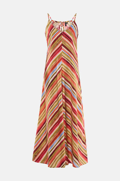 Robe multicolore de VERO MODA® à rayures chevrons, fines bretelles et décolleté en V noué.