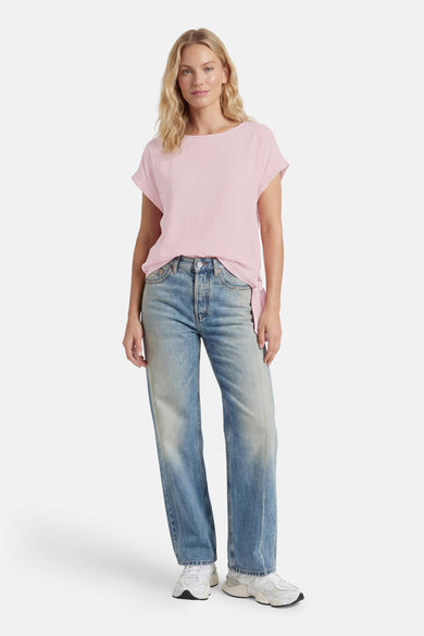Blouse met korte mouwen - roze