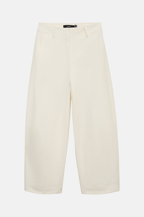 Cream-colored wide-leg trousers by Vero Moda, featuring a clean front view with subtle texture and cuffed hems.