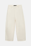 Cream-colored wide-leg trousers by Vero Moda, featuring a clean front view with subtle texture and cuffed hems.