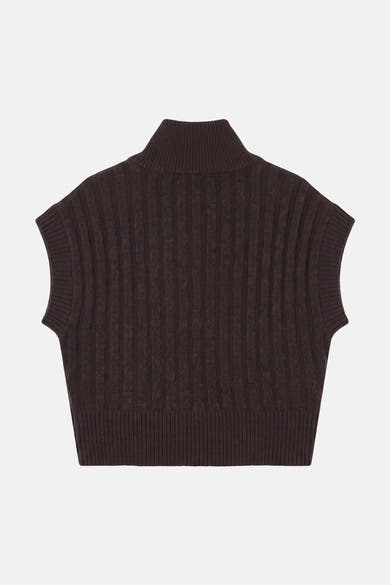Gilet marron à col montant et maille côtelée VERO MODA®
