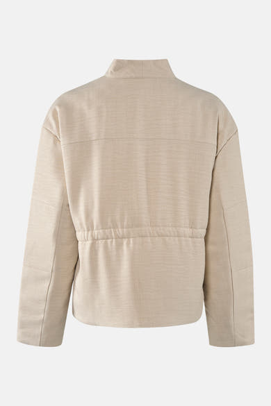 Veste courte beige de VERO MODA, avec cordon de serrage à la taille et col montant, vue de dos.