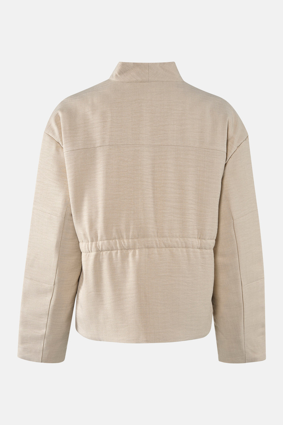 Veste courte beige de VERO MODA, avec cordon de serrage à la taille et col montant, vue de dos.