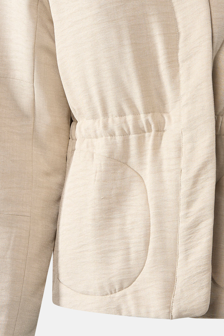 Korte beige jas van VERO MODA®, met trekkoord in de taille en ronde zak.