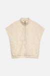 Veste sans manches écru de VERO MODA® à motif matelassé losanges, fermeture éclair centrale argentée.