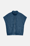 Veste sans manches bleue de VERO MODA avec motif matelassé et fermeture éclair sur le devant.