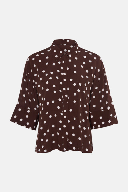 Chemise à manches courtes - Brun