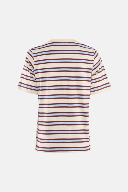 T-shirt à manches courtes multicolore de VERO MODA®, à rayures bordeaux et bleu clair.