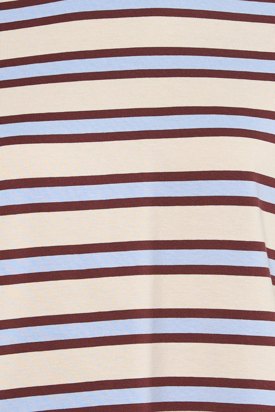 T-shirt à manches courtes multicolore de Vero Moda, avec motif à rayures horizontales marron, bleu et crème.
